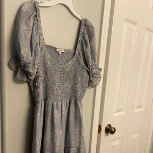 Light Blue Floral Madewell baby doll dress, size Medium